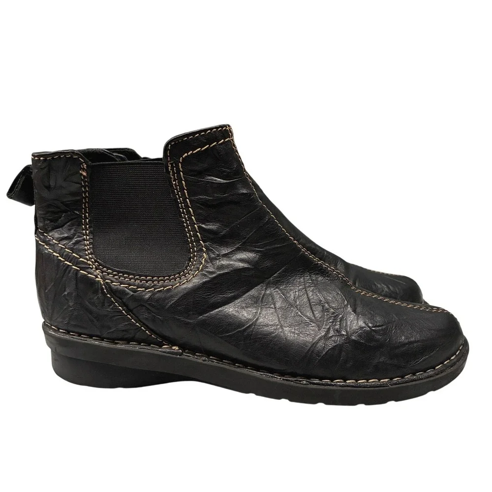 Clarks Chelsea Bendables Ankle Boots Womens 7.5 Black Leather Comfort Casual